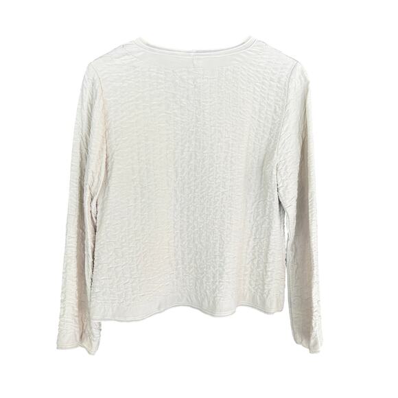 Eileen Fisher Quilted Silk Jacket M MP PM White Cream Capsule Black Button Luxe - Picture 2 of 7